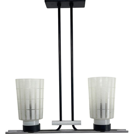 Mid-Century-Kronleuchter aus Chrom, Metall und Glas, Tschechoslowakei 1970er Jahre