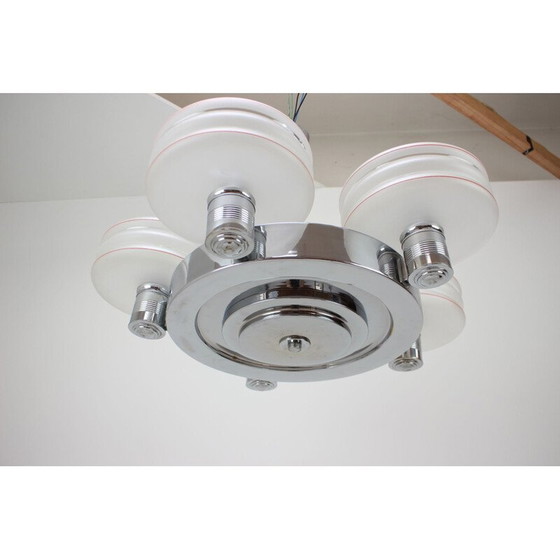 Image 1 of Vintage-Kronleuchter aus Metall und Glas im Art-Deco-Stil, Tschechoslowakei 1930