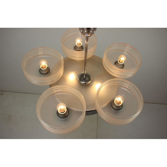 Image 1 of Vintage-Kronleuchter aus Metall und Glas im Art-Deco-Stil, Tschechoslowakei 1930