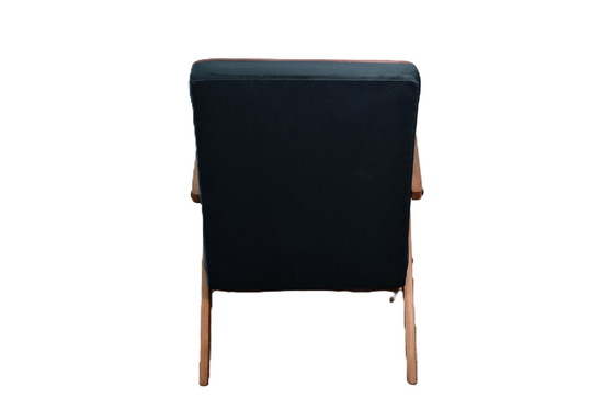 Image 1 of Restaurierter Compas Stuhl, Kanariengelber Stoff, Rosa Faden, Teakholz, 1960