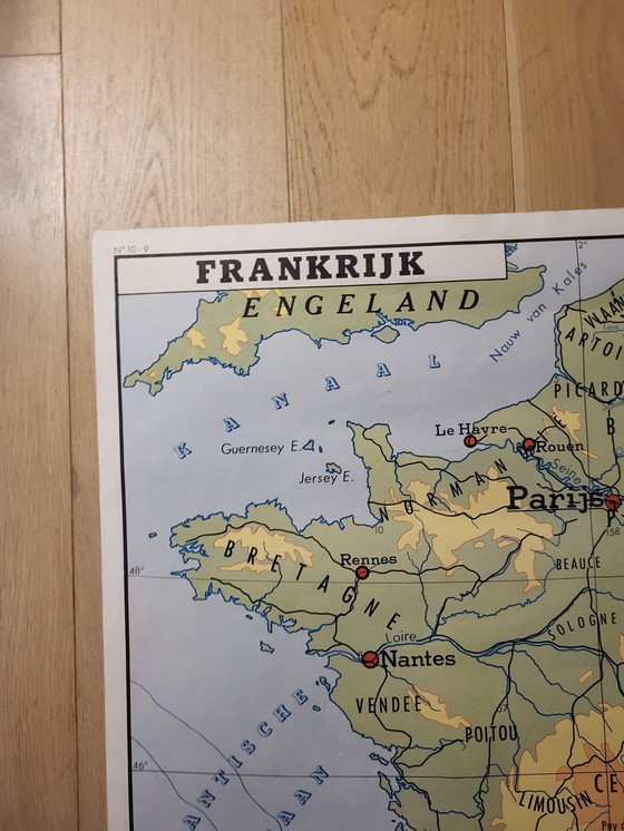 Image 1 of Alte Schulkarte Frankreich und Schweiz, 1980er Jahre