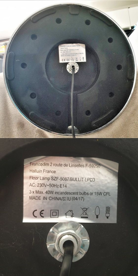 Image 1 of Vintage Design Stehleuchte Eye Ball Verchromt Tulpenförmiger Fuß - 3 ausrichtbare Globen