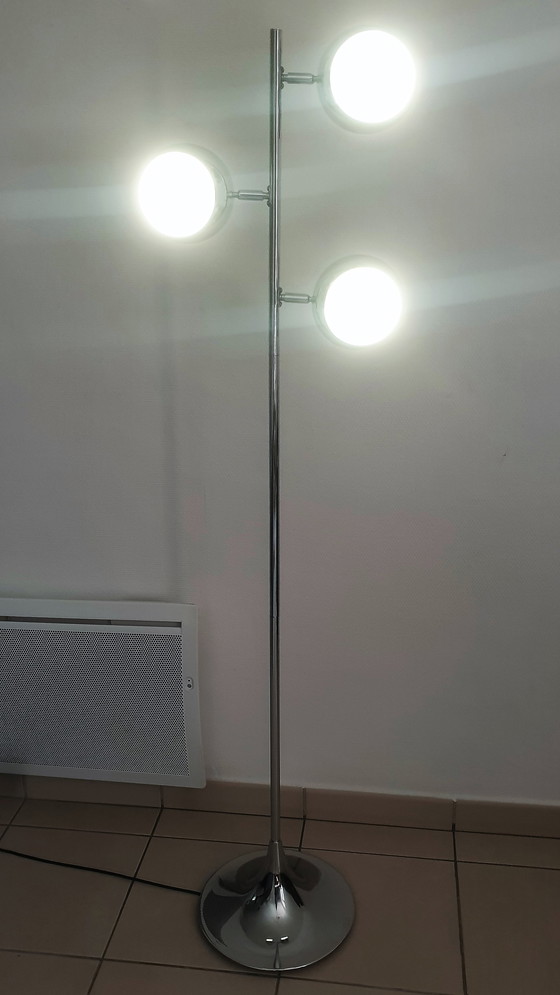 Image 1 of Vintage Design Stehleuchte Eye Ball Verchromt Tulpenförmiger Fuß - 3 ausrichtbare Globen