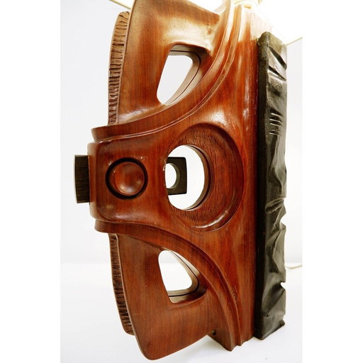 Ein Paar geschnitzte Tischlampen von Gianni Pinna, Italien 1970er Jahre