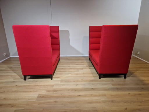 2X Satellit Höhle Akustische Sofas Wolle Stoff Rot Design