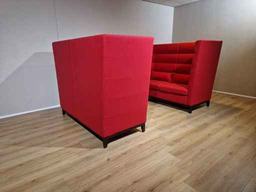 2X Satellit Höhle Akustische Sofas Wolle Stoff Rot Design