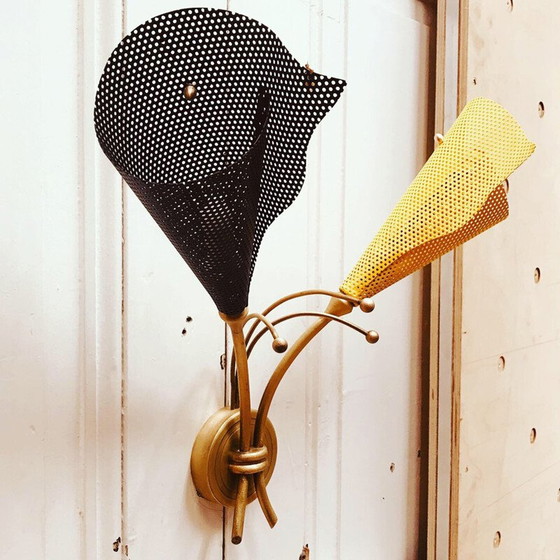 Image 1 of Alte Wandleuchte aus Eisen und Messing von Kobis und Lorence, 1950