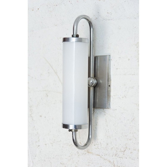 Image 1 of Verchromte "Bauhaus"-Wandleuchte, Tschechoslowakei 1930