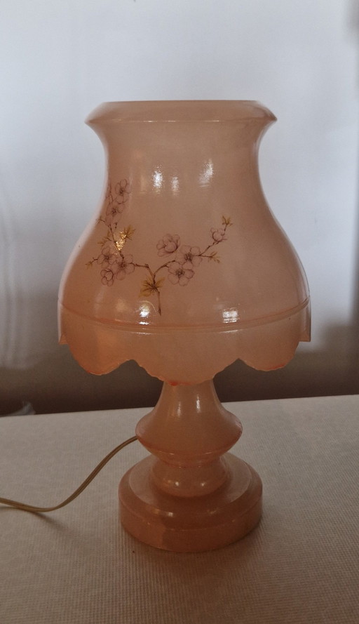 Vintage stimmungsvolle Alabaster Tischlampe, Steinlampe