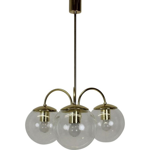 Vintage-Kronleuchter aus Messing und Glas von Kamenický Šenov für Preciosa, Tschechoslowakei 1970