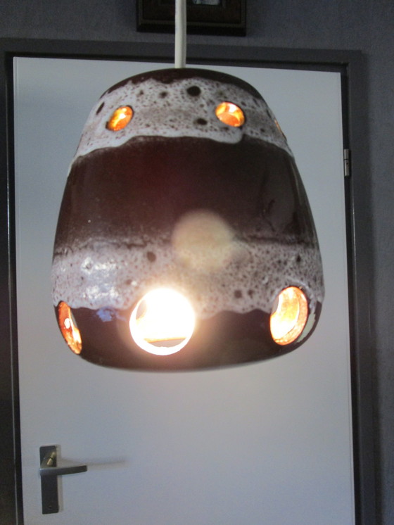 Image 1 of Süße kleine Vintage 1970er Keramik Lava Pendelleuchte