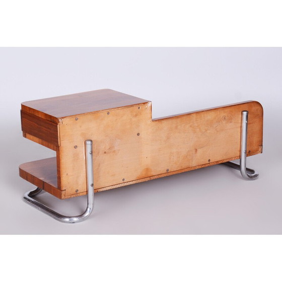 Image 1 of Vintage Art Deco Sockel in Nussbaum und Chrom von Mücke - Melder, Tschechien 1930er Jahre