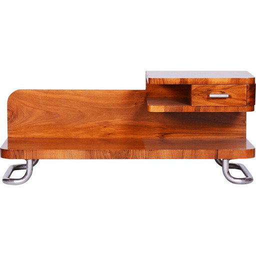 Vintage Art Deco Sockel in Nussbaum und Chrom von Mücke - Melder, Tschechien 1930er Jahre