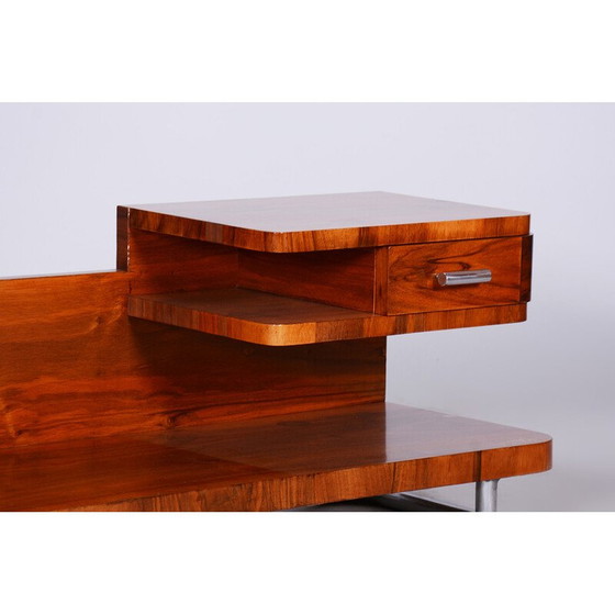 Image 1 of Vintage Art Deco Sockel in Nussbaum und Chrom von Mücke - Melder, Tschechien 1930er Jahre