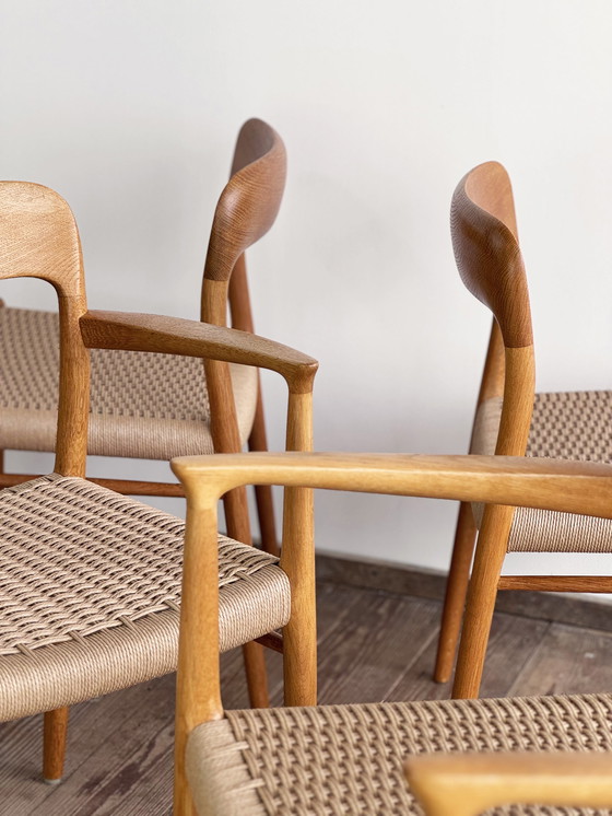 Image 1 of Mid-Century Danish Model 56 and 75 Chairs in Oak by Niels O. Møller for JL Møllers Furniture Factory, 1950s, Set of 6