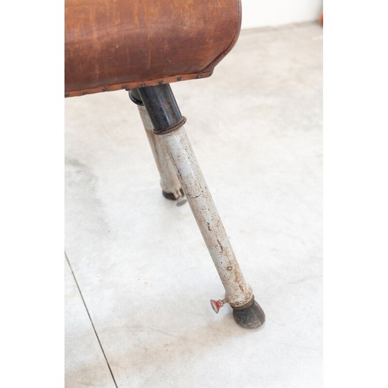 Image 1 of Übungspferd aus braunem Leder und Metall, 1950