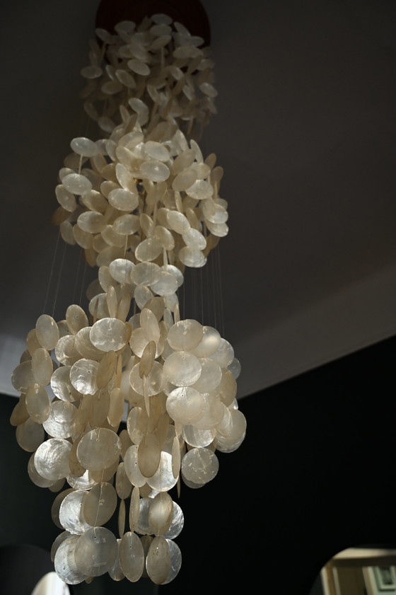 Image 1 of Perlmutt-Pendelleuchte, die Verner Panton zugeschrieben wird