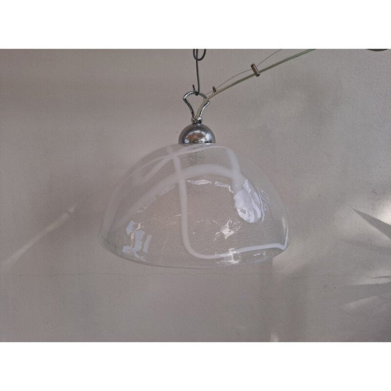 Image 1 of Hängeleuchte aus weißem Muranoglas, 1970er Jahre