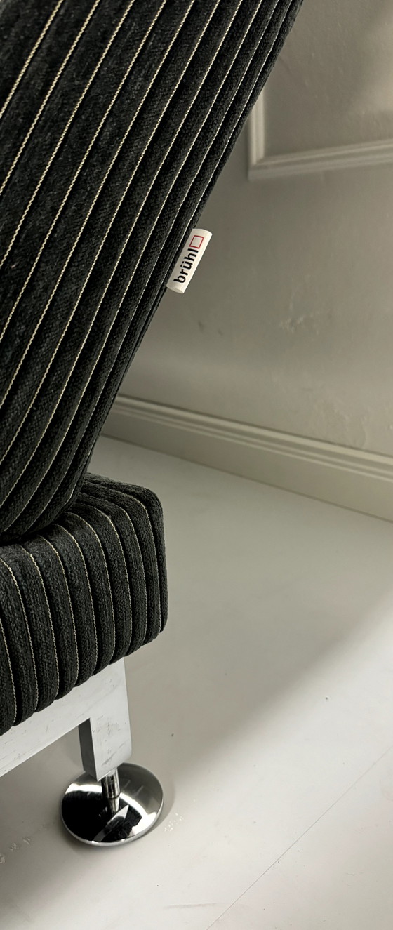 Image 1 of Brühl Moule Ecksofa Stoff Sofa Couch Relaxfunktion Schwarz Weiß