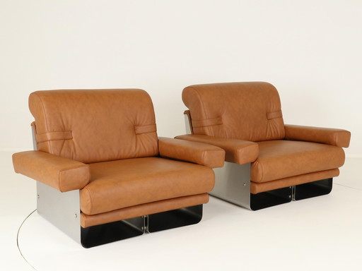 Loungesessel von Xavier Féal für Inox Industrie Frankreich, 1970er Jahre