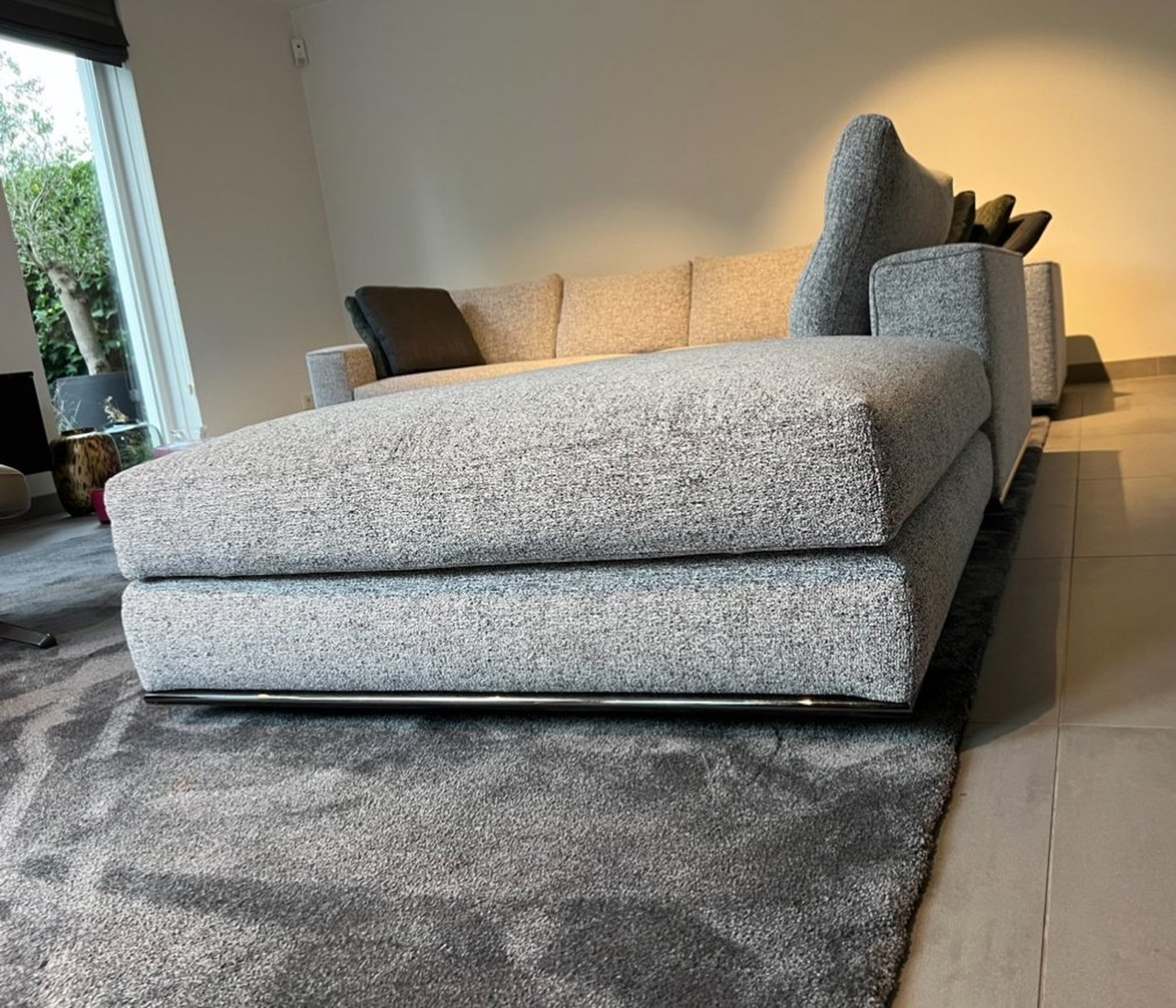 Minotti Hamilton Modular Ecksofa In Stoff Pepper Salt