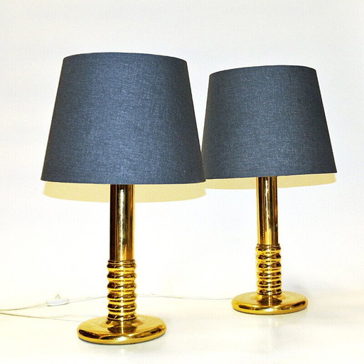 Paar alte IA typ 1723 Tischlampen aus Messing, Schweden 1970