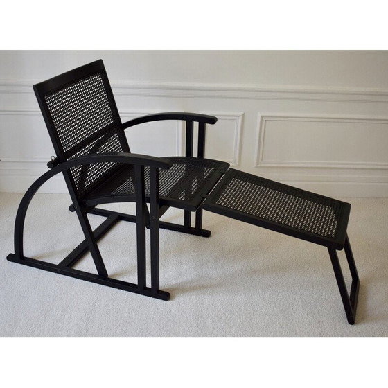 Image 1 of Vintage Arc de Pascal Stuhl aus schwarz lackiertem Holz für Pamco Triconfort, 1983