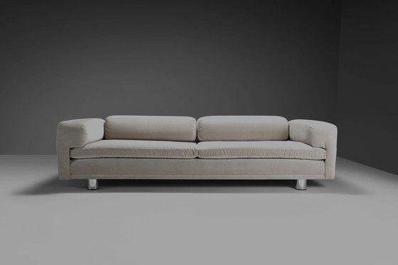 Image 1 of Großes Howard Keith 'Diplomat'-Sofa für Hk-Möbel aus weißem Samt, 1970er Jahre