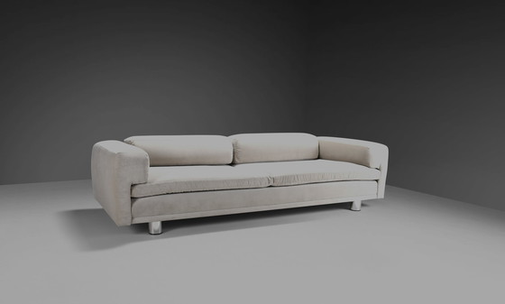 Image 1 of Großes Howard Keith 'Diplomat'-Sofa für Hk-Möbel aus weißem Samt, 1970er Jahre