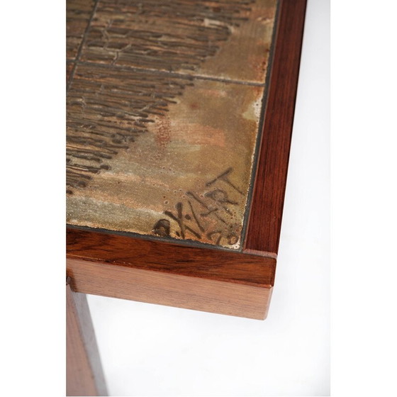 Image 1 of Vintage Couchtisch aus Teakholz mit Fliesen, Dänemark 1960