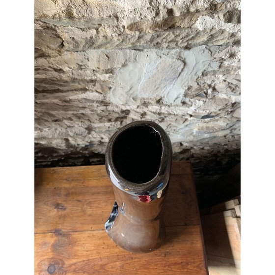 Image 1 of Vintage-Vase aus schwarz glasierter Keramik, 1970