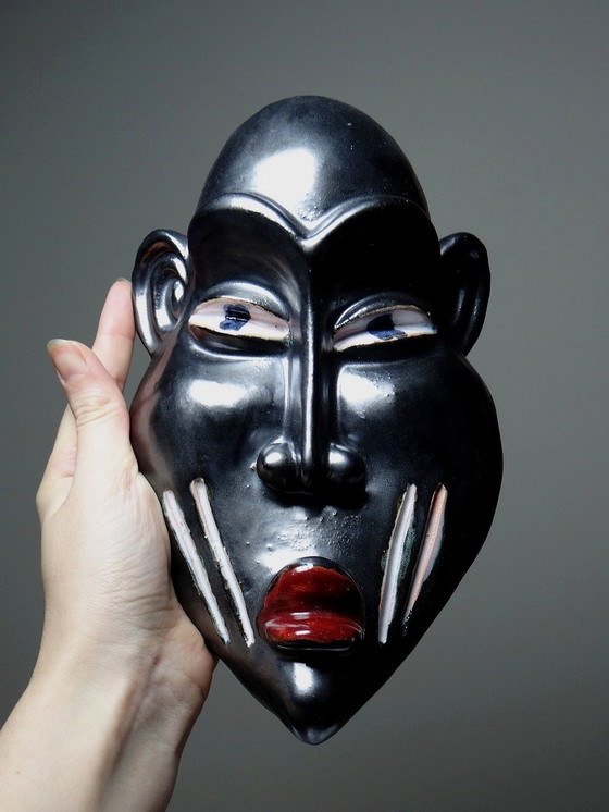 Image 1 of Afrikanische Emaille-Keramik-Maske Dan-Stil Zu Identifizieren