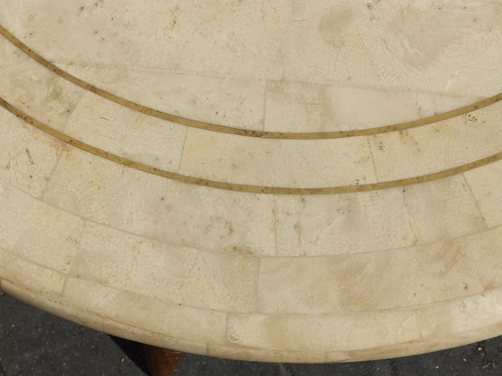 Image 1 of Niedriger Tisch aus Travertin mit Intarsienmuster - Cocktailtisch - Coffee Table