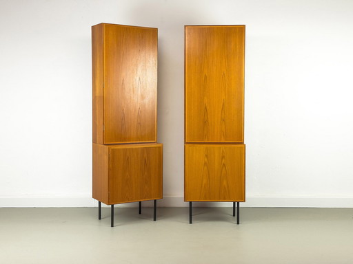 Set of 2 narrow Teak Cabinets from Omann Jun, 1960s