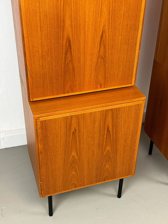 Image 1 of Set of 2 narrow Teak Cabinets from Omann Jun, 1960s