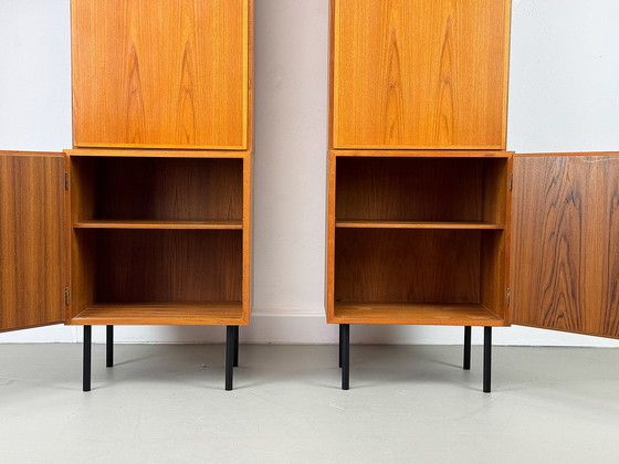 Image 1 of Set of 2 narrow Teak Cabinets from Omann Jun, 1960s