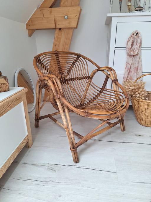 Vintage Korbsessel Aus Rattan