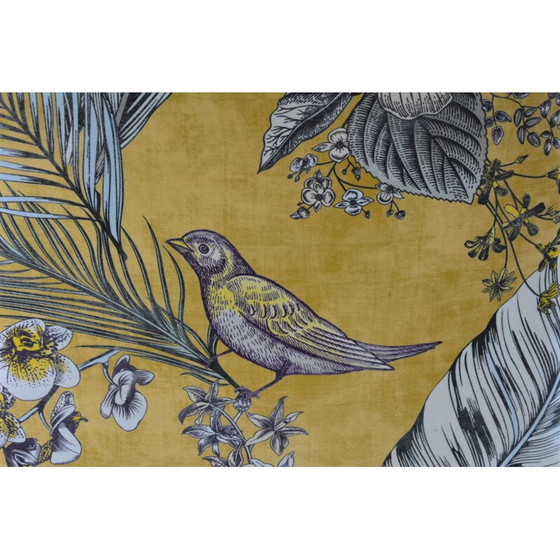 Image 1 of Vintage Sessel 366 signiert J.Chierowski in gelber Farbe mit Vögeln