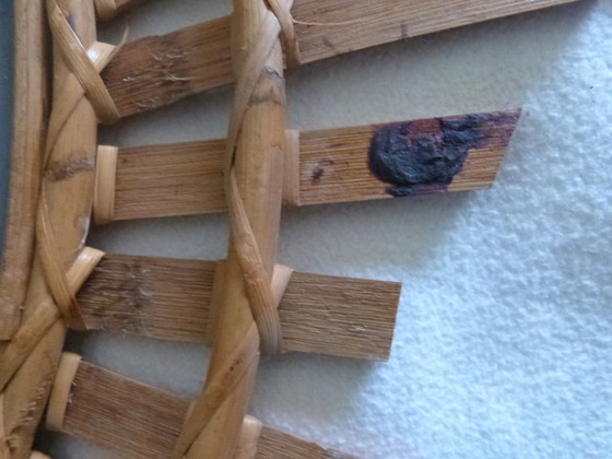 Image 1 of VIntage ovaler Wandspiegel Bambus Rattan Weide