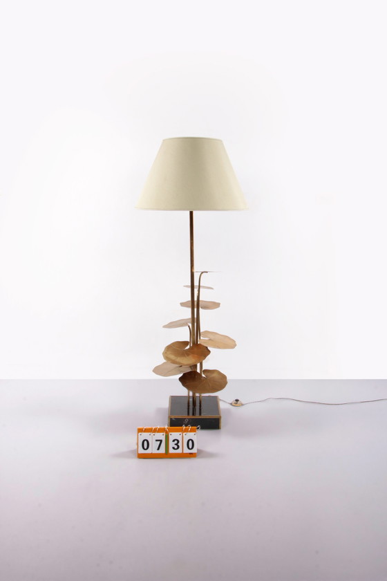 Image 1 of Maison Jansen Stehleuchte aus vergoldetem Messing mit Marmorsockel, 1970 Frankreich.