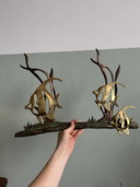Mid Century Wanddekoration von Fischen Messing Bronze