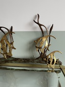 Mid Century Wanddekoration von Fischen Messing Bronze