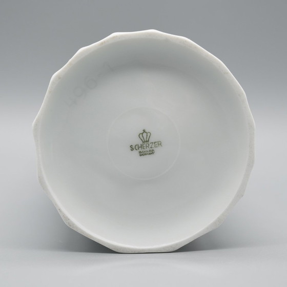 Image 1 of Seltene Op-Art Relief Bisque Porzellan Tisch & Xl Boden Vase Duo Scherzer Werne Uhl