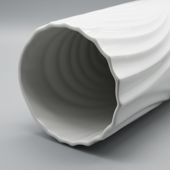 Image 1 of Seltene Op-Art Relief Bisque Porzellan Tisch & Xl Boden Vase Duo Scherzer Werne Uhl