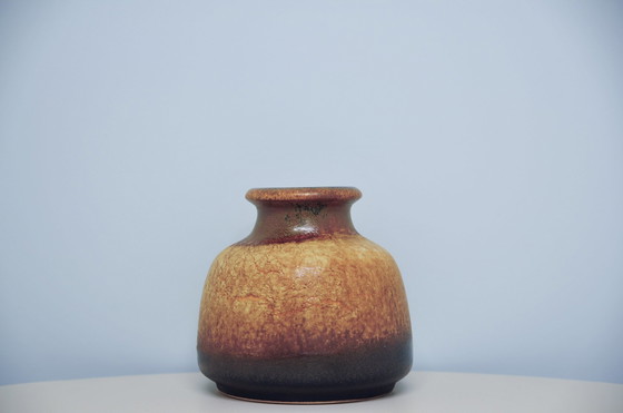 Image 1 of niedrige gelbe Crackle Westdeutschland Vase Scheurich