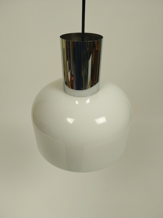 Image 1 of Mid Century Moderne Hängeleuchte aus geblasenem Glas, Glashütte Limburg, 1965