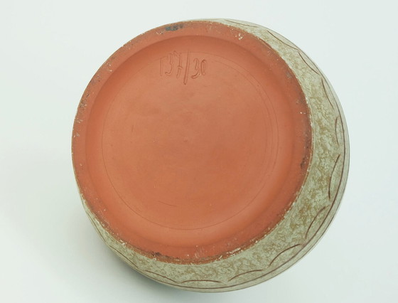 Image 1 of frühe 1960er Jahre u-keramik Mid Century Keramik VASE Modell Nr. 137/30 Elefanten und Palmen Dekor