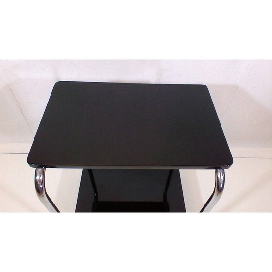 Image 1 of Vintage Couchtisch aus Stahl und Holz von Jindřich Halabala für Bystřice pod Hostynem, Tschechoslowakei