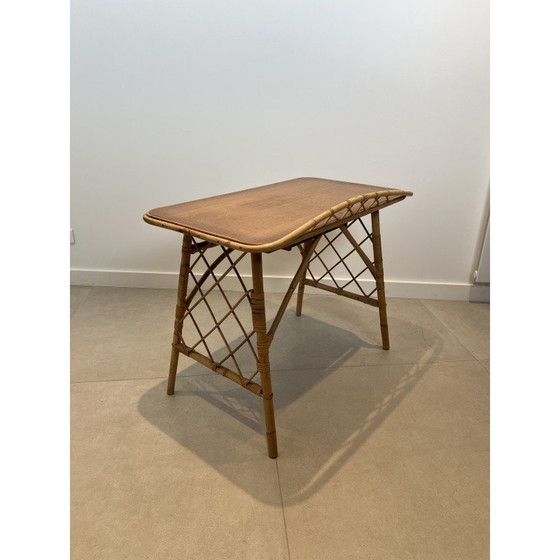 Image 1 of Schreibtisch aus Rattan von Louis Sognot, Frankreich 1950