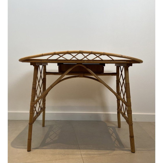 Image 1 of Schreibtisch aus Rattan von Louis Sognot, Frankreich 1950